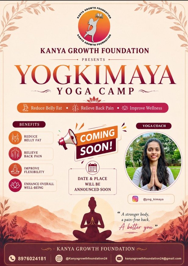 YogKimaya Yoga Camp poster by Kanya Growth Foundation featuring yoga coach Pooja Patade